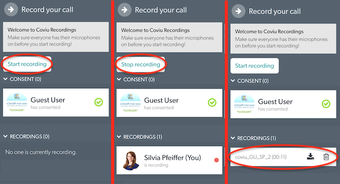 Recording your Coviu call