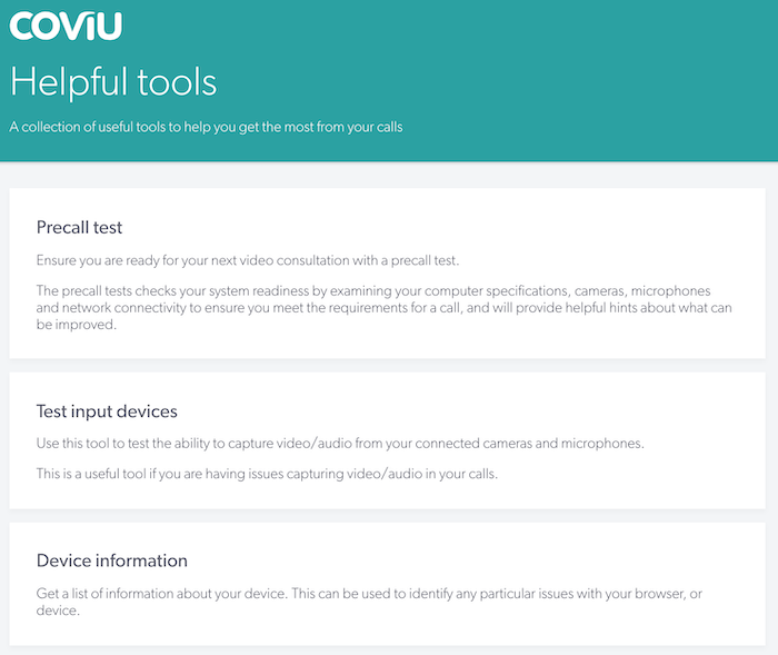 Precall test for Coviu